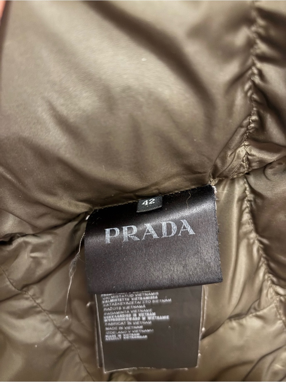Prada Long Down Puffer Coat in Olive - Picture 5 of 5